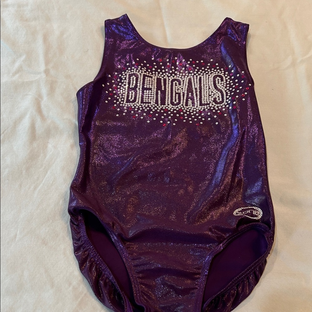 Girls' Purple 'BENGALS' Sparkle Gymnastics Leotard